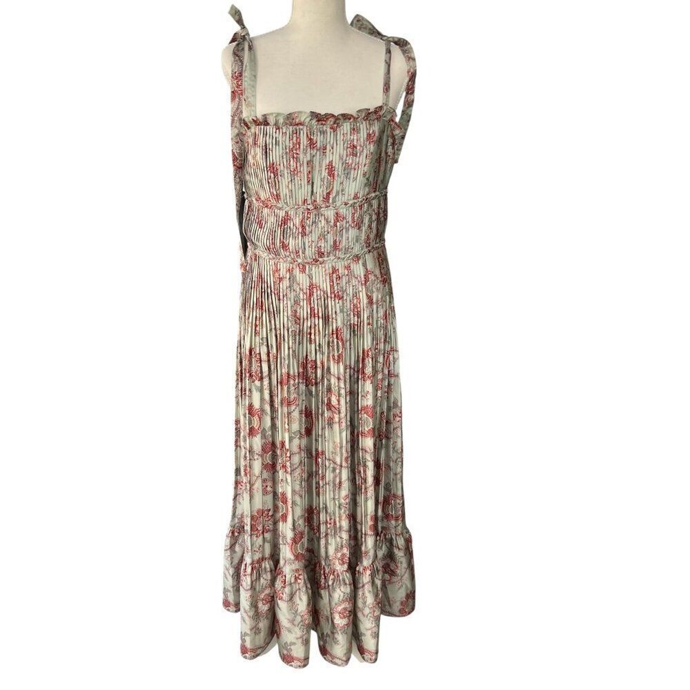 Polo Ralph Lauren Pleated Satin Tie Strap Paisley Midi Dress Size 6